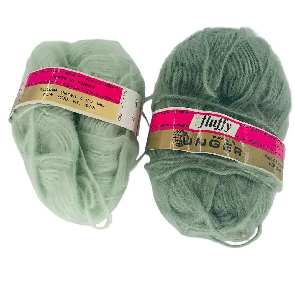 Unger Fluffy Yarn Green 100% Acrylic Made In France Machine Washable Colorfast